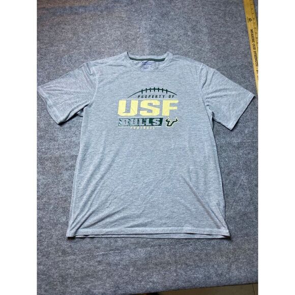 USF Bulls Football Shirt Mens Large Gray South Florida Champion Athletic Tee - Picture 2 of 5